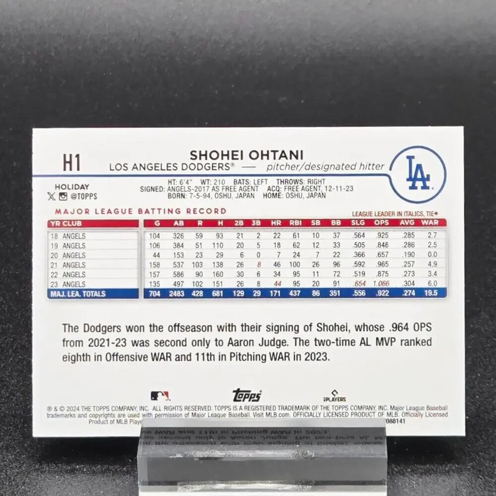 Shohei Ohtani Essentials Topps Stars Insert Los Angeles Dodgers Superstar - Picture 3 of 7